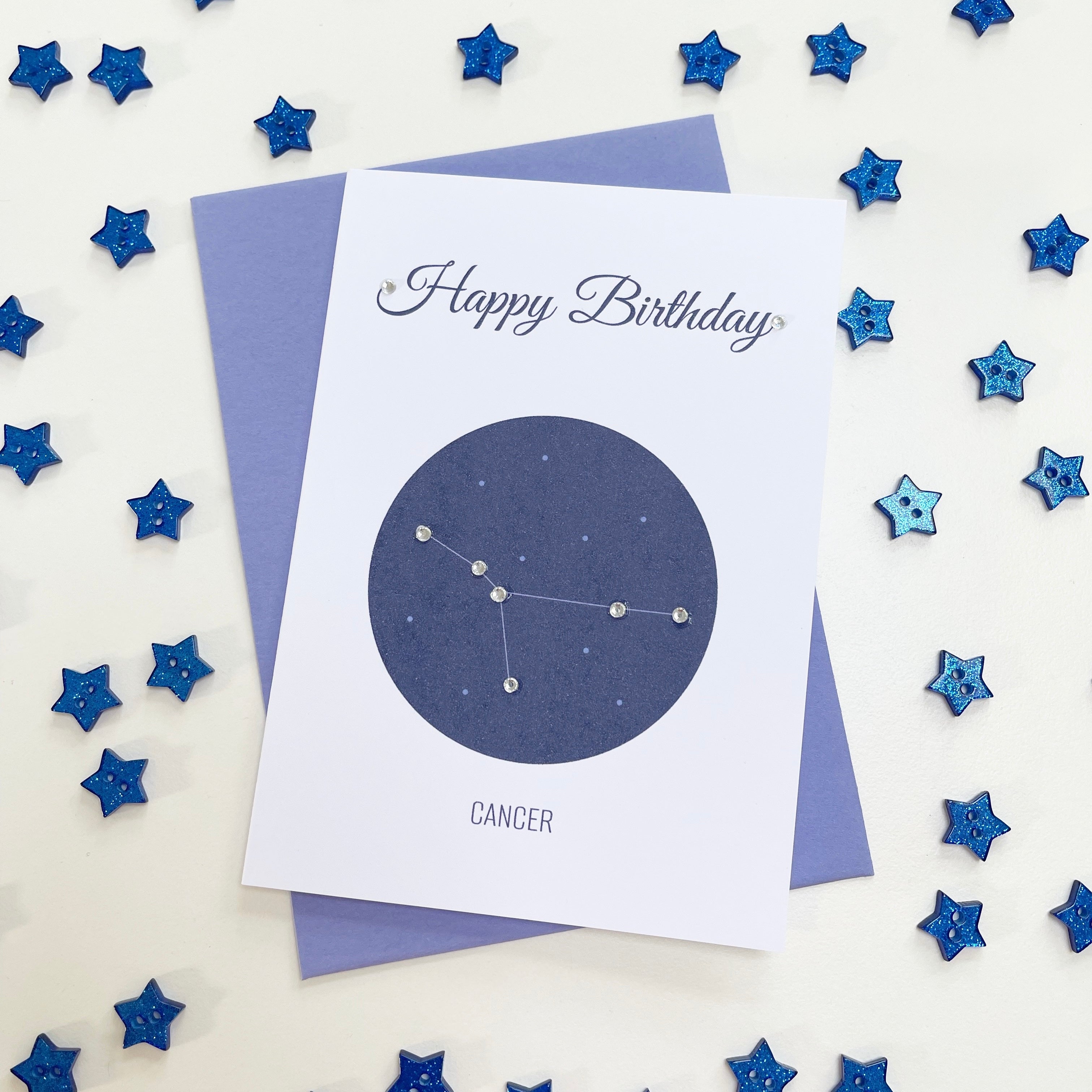 Cancer constellation zodiac birthday card – Lavender House Gift Company